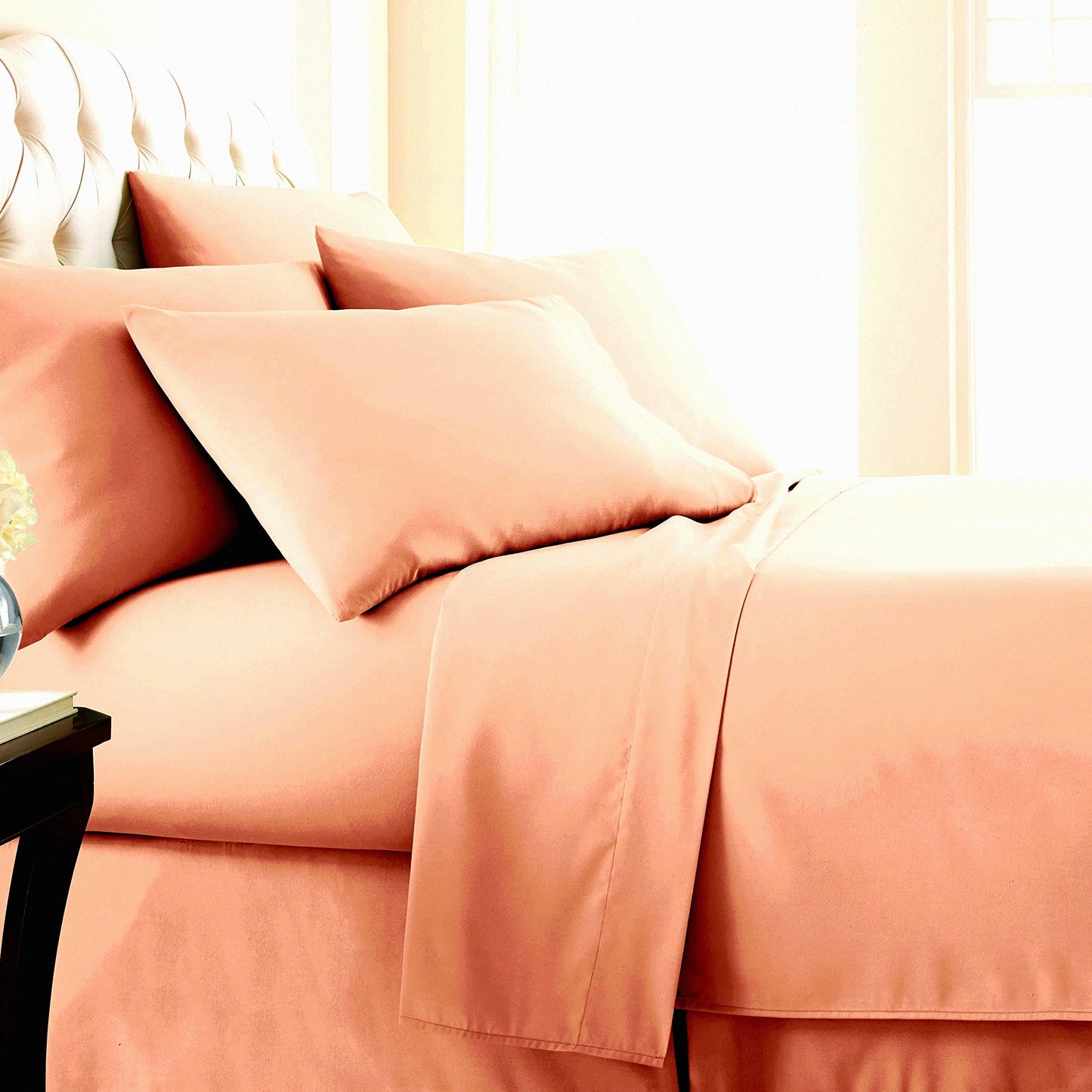 UltraSoft DeepFit 6-Piece Sheet Set - 21" Deep Pocket Microfiber Bed Sheets - Oversize Flat Sheet & 4 Pillowcases - Blush Color - Southshore Living