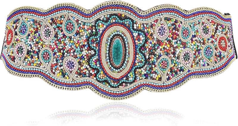 Bohemian Beaded Elastic Waist Belt for Women