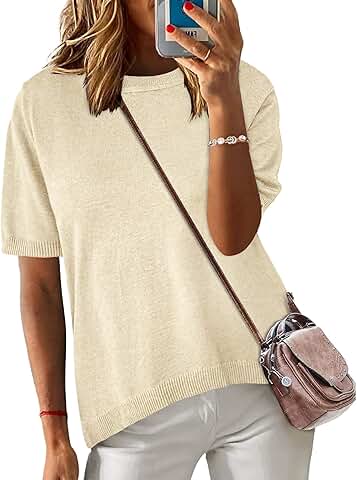 Women's Casual Short Sleeve Knit Tops