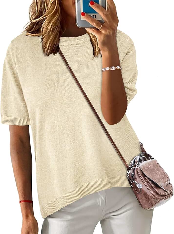 Women's Casual Short Sleeve Knit Tops