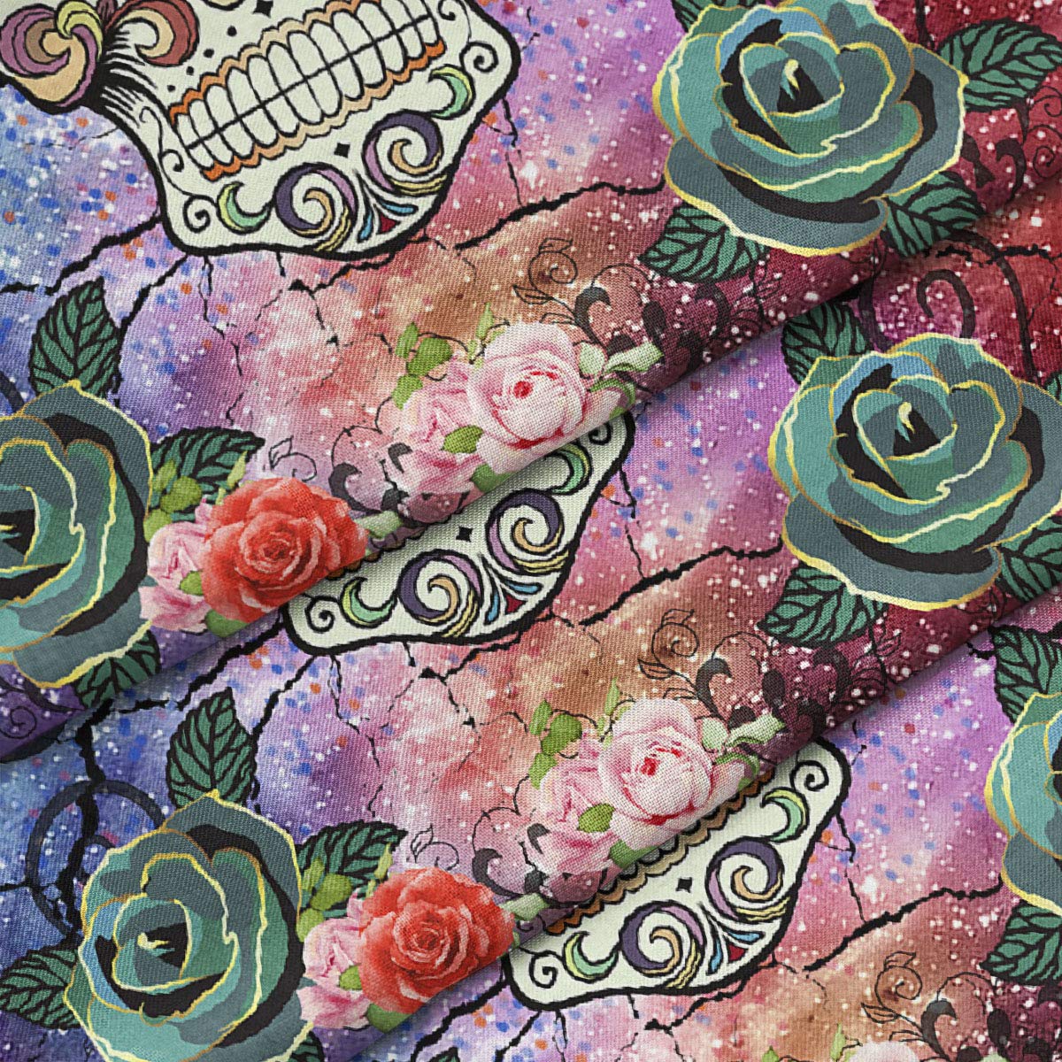 Sugar Skull Comforter Cover Set Twin Size Teen Girl Bedding Set Sugar Skull Decor Bedding Skull Bones Skeleton Roses Floral Print Duvet Cover Decorative Soft Bedding Cover Zipper 2 Pcs