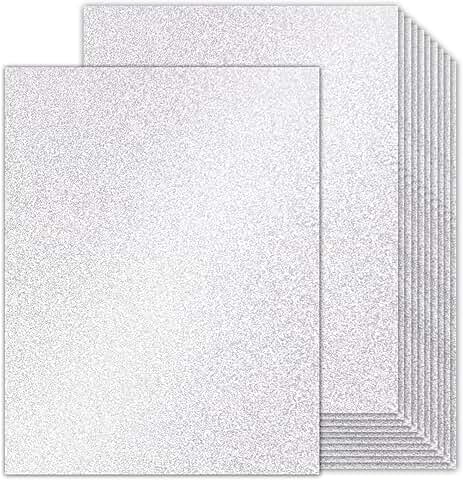 Silver Glitter Cardstock Sheets, 8.5x11, 100 Sheets