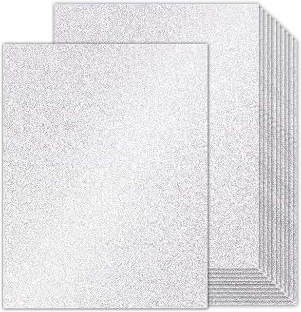 Silver Glitter Cardstock Sheets, 8.5x11, 100 Sheets