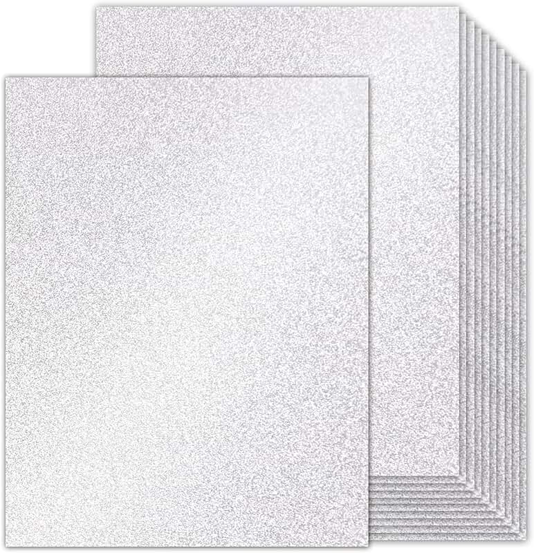 Silver Glitter Cardstock Sheets, 8.5x11, 100 Sheets