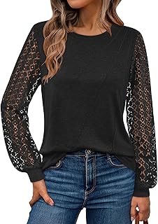 Women's Long Sleeve Business Casual Lace Knitted Blouse
