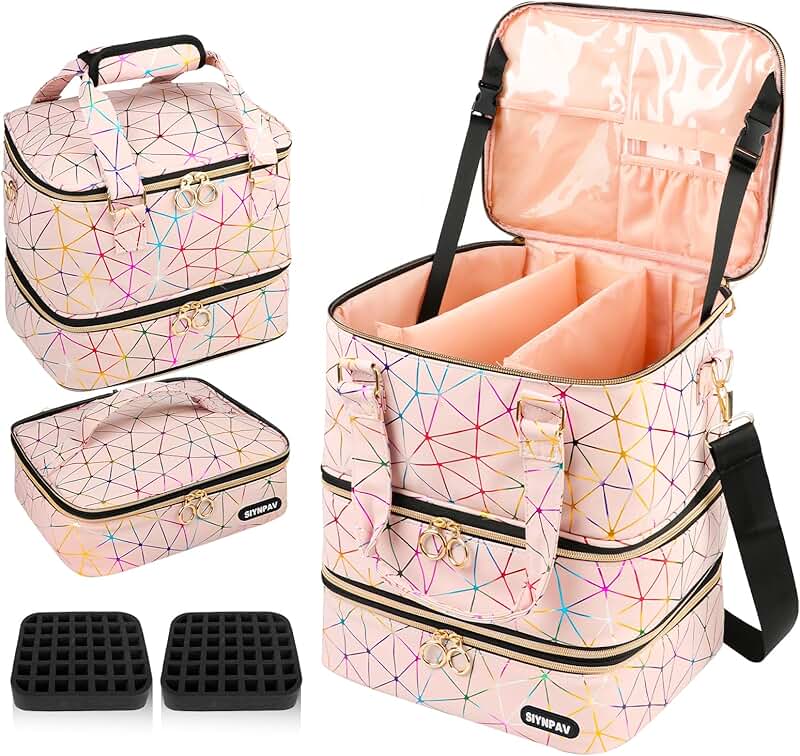 Large Pink Nail Polish and Tool Organizer Bag