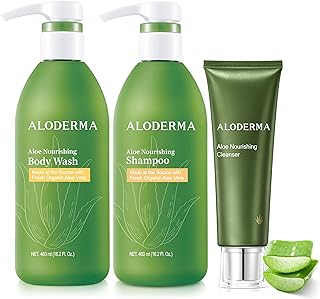 3-Piece Aloe Shower Set with Body Wash, Shampoo, and Face Cleanser