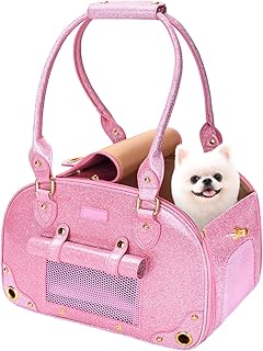 PetsHome Pink Waterproof Leather Dog and Cat Carrier