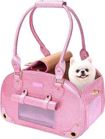 PetsHome Pink Waterproof Leather Dog and Cat Carrier