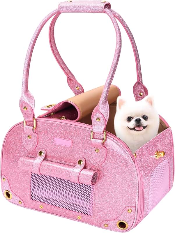 PetsHome Pink Waterproof Leather Dog and Cat Carrier