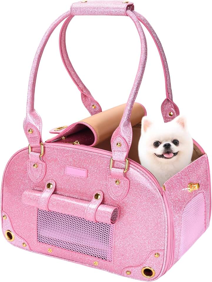 PetsHome Pink Waterproof Leather Dog and Cat Carrier