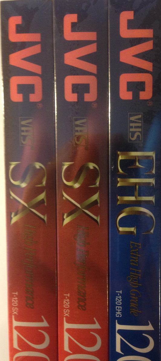 T-120 Video Cassette Tapes, One EHG + Two SX