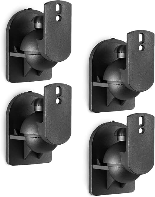 Set of 4 black speaker wall mounts, holds 7.7 lbs