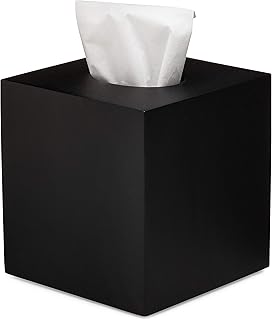 Matte Black Square Tissue Box Cover