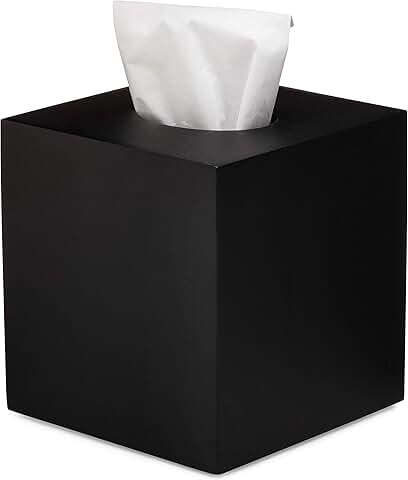 Matte Black Square Tissue Box Cover