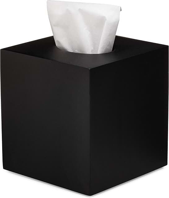 Matte Black Square Tissue Box Cover