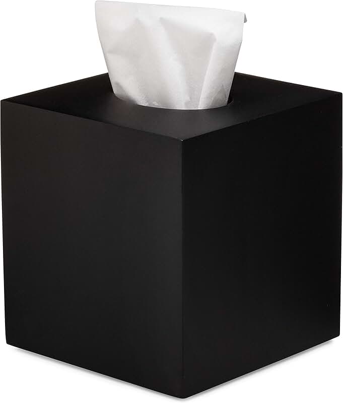 Matte Black Square Tissue Box Cover