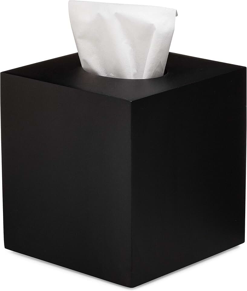 Matte Black Square Tissue Box Cover