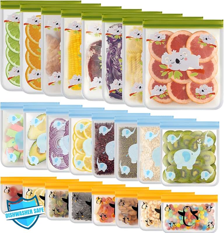 Set of 24 reusable freezer storage vegetable bags