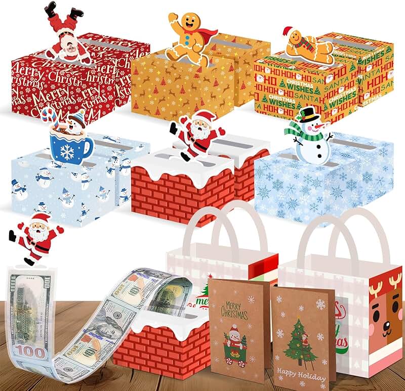 Christmas Money Box with Snowman and Santa Designs