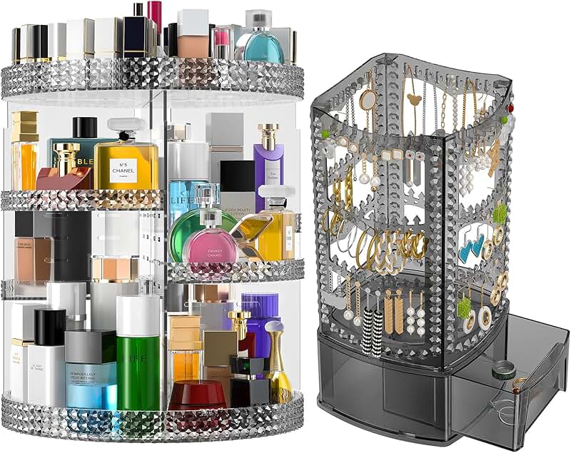 Two Gray 7-Layer Acrylic Cosmetic Organizers