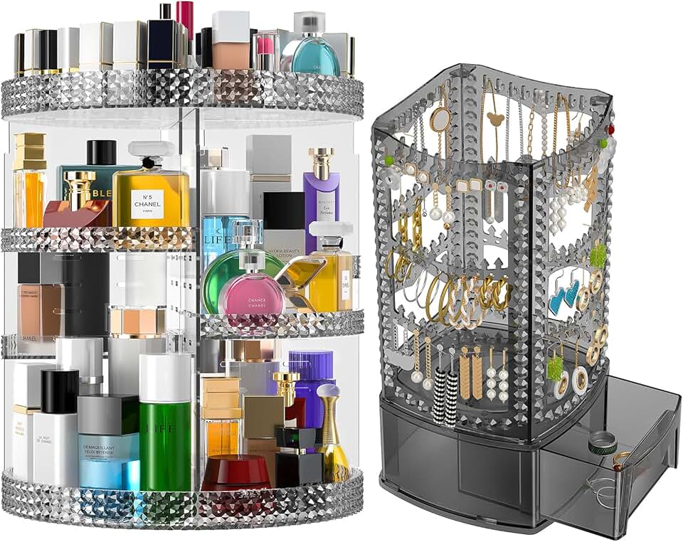 Two Gray 7-Layer Acrylic Cosmetic Organizers