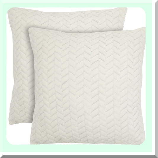 Chevron Farmhouse Pillow Covers - Set of 2 Beige Decorative Cushion Cases for Couch Sofa, 20x20 Inches - Stylish Home Decor Accent