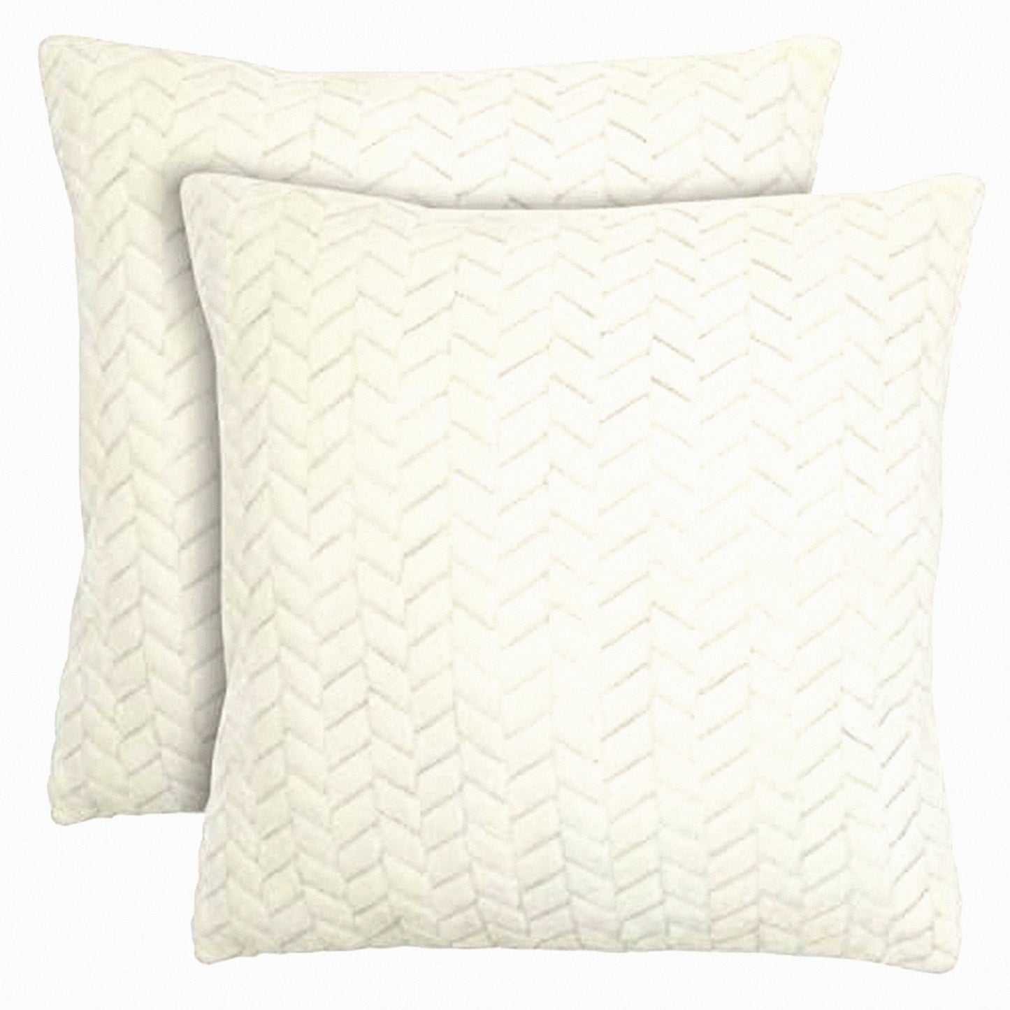 Chevron Farmhouse Pillow Covers - Set of 2 Beige Decorative Cushion Cases for Couch Sofa, 20x20 Inches - Stylish Home Decor Accent