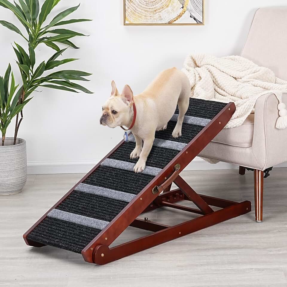 Adjustable Wooden Pet Ramp for Dogs and Cats