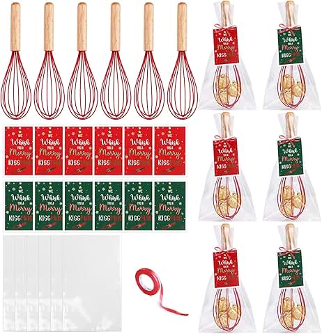 Six Christmas Baking Whisk Sets with Cards and Bags