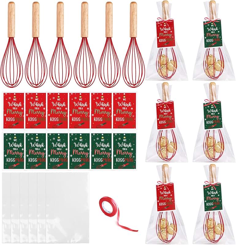 Six Christmas Baking Whisk Sets with Cards and Bags