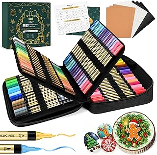 60 Acrylic Paint Markers with Metallic and Regular Colors