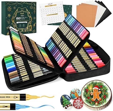 60 Acrylic Paint Markers with Metallic and Regular Colors