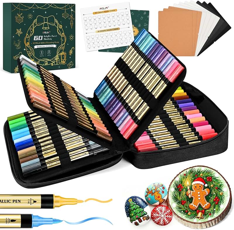 60 Acrylic Paint Markers with Metallic and Regular Colors