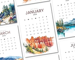 2026 Monthly Watercolor Office Desk Calendar Set
