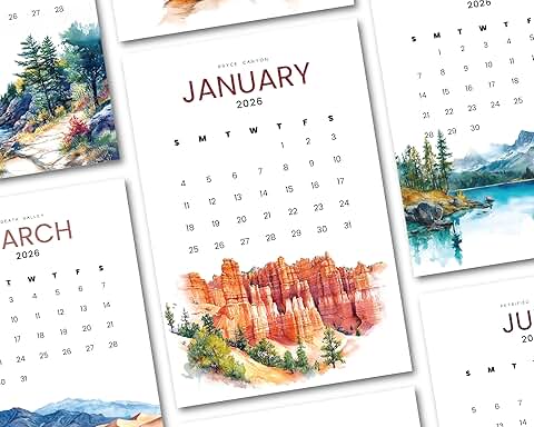 2026 Monthly Watercolor Office Desk Calendar Set