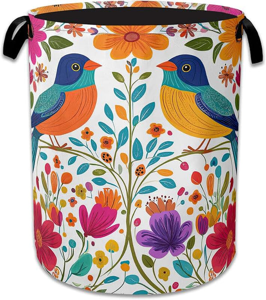 Foldable Elephant Laundry Basket with Flower Design