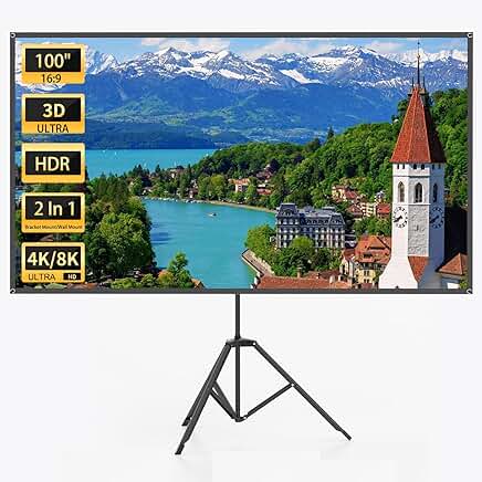 100-inch portable outdoor projector screen with stand