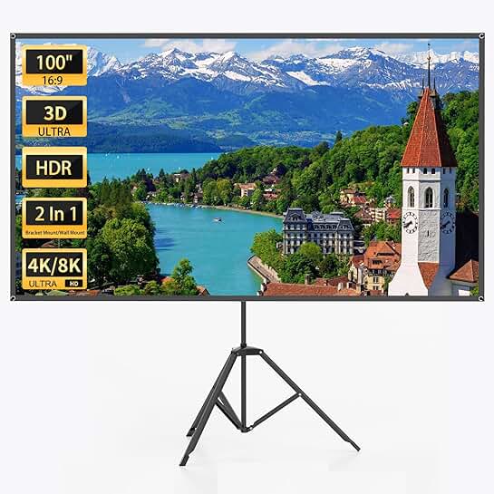 100-inch portable outdoor projector screen with stand
