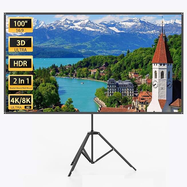 100-inch portable outdoor projector screen with stand