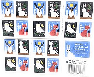 Winter Woodland Animals Postage Stamps Booklet