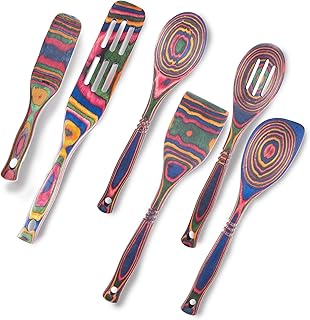 Rainbow 6-Piece Pakkawood Kitchen Utensil Set