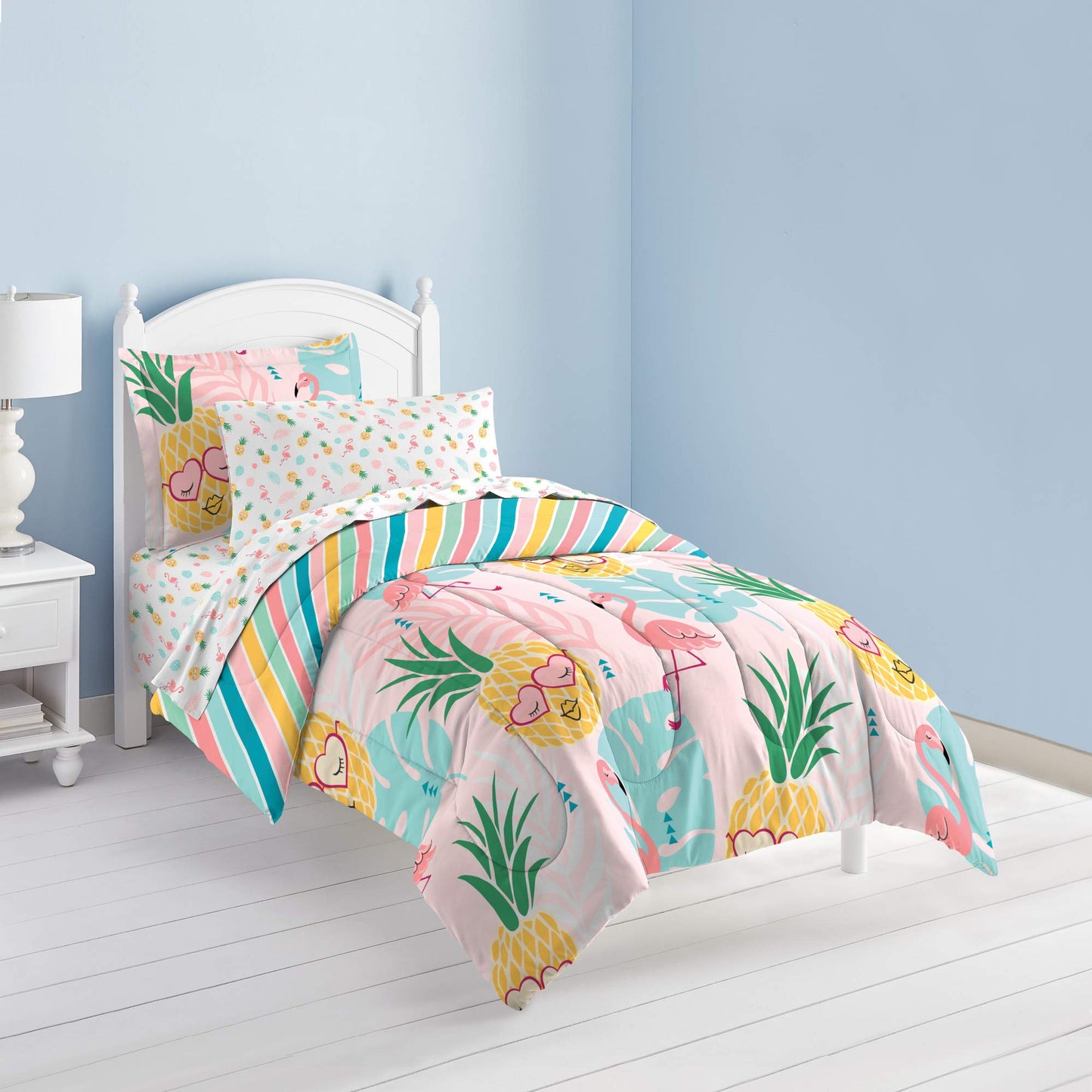 Easy-Wash Super Soft Microfiber Comforter Bedding, Twin, Pineapple Pink
