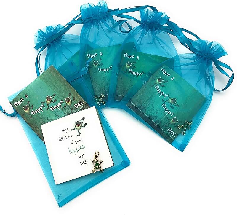 Bulk 5 Gift Sets with Greeting Cards, Bags, and Frog Charm Gifts