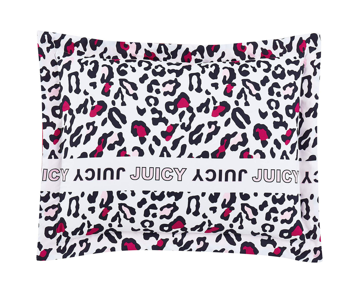Hyper Leopard Reversible Bedding Set  Twin Size  Black White and Pink Leopard  5 Piece Set  Includes 1 66 inch x 90 inch Comforter, 3 Decorative Pillows, 1 Sham