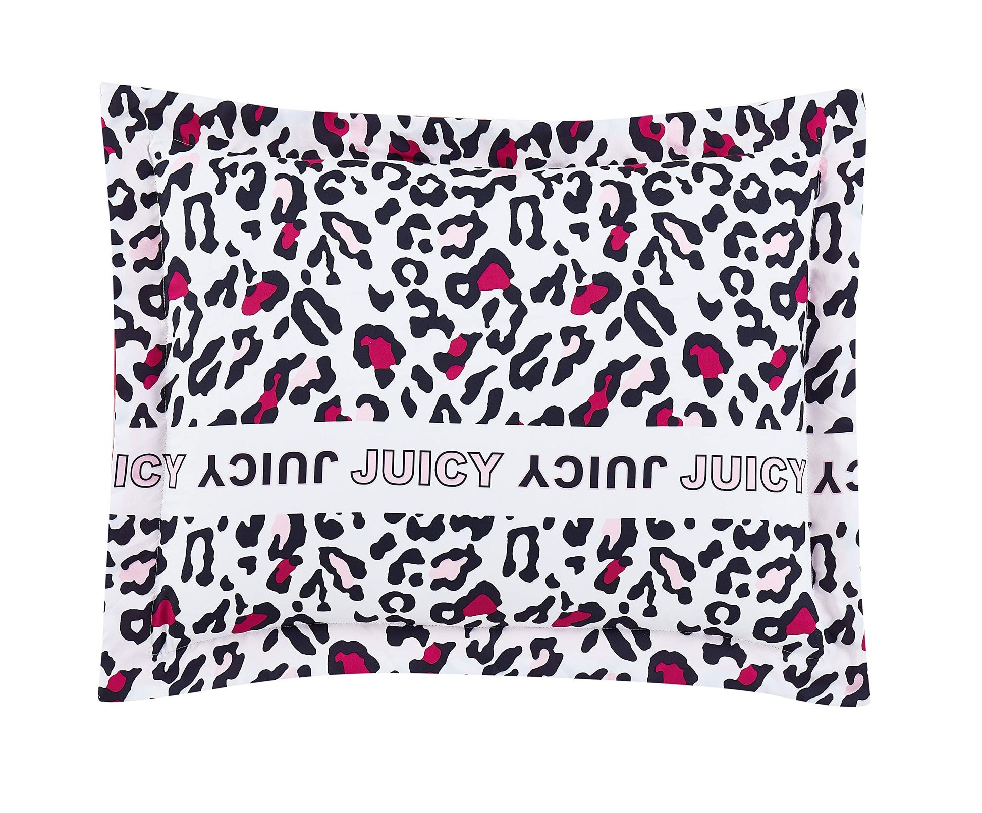 Hyper Leopard Reversible Bedding Set  Twin Size  Black White and Pink Leopard  5 Piece Set  Includes 1 66 inch x 90 inch Comforter, 3 Decorative Pillows, 1 Sham