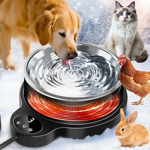 Heated Water Bowl for Pets with Temperature Control