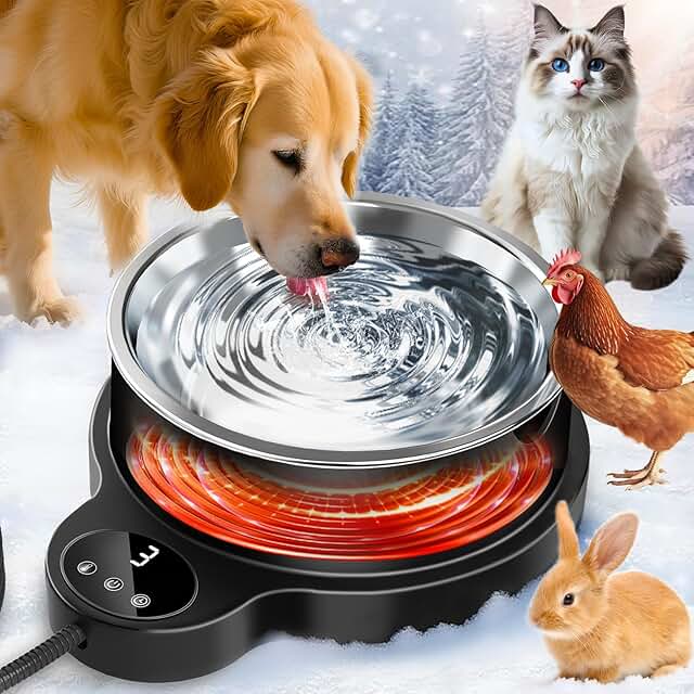 Heated Water Bowl for Pets with Temperature Control