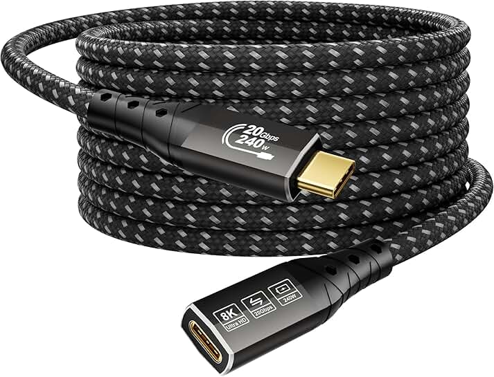 16FT USB C Extension Cable with 8K Video and 240W Power