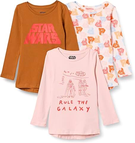 Girls' long-sleeve tunic T-shirts, pack of 3
